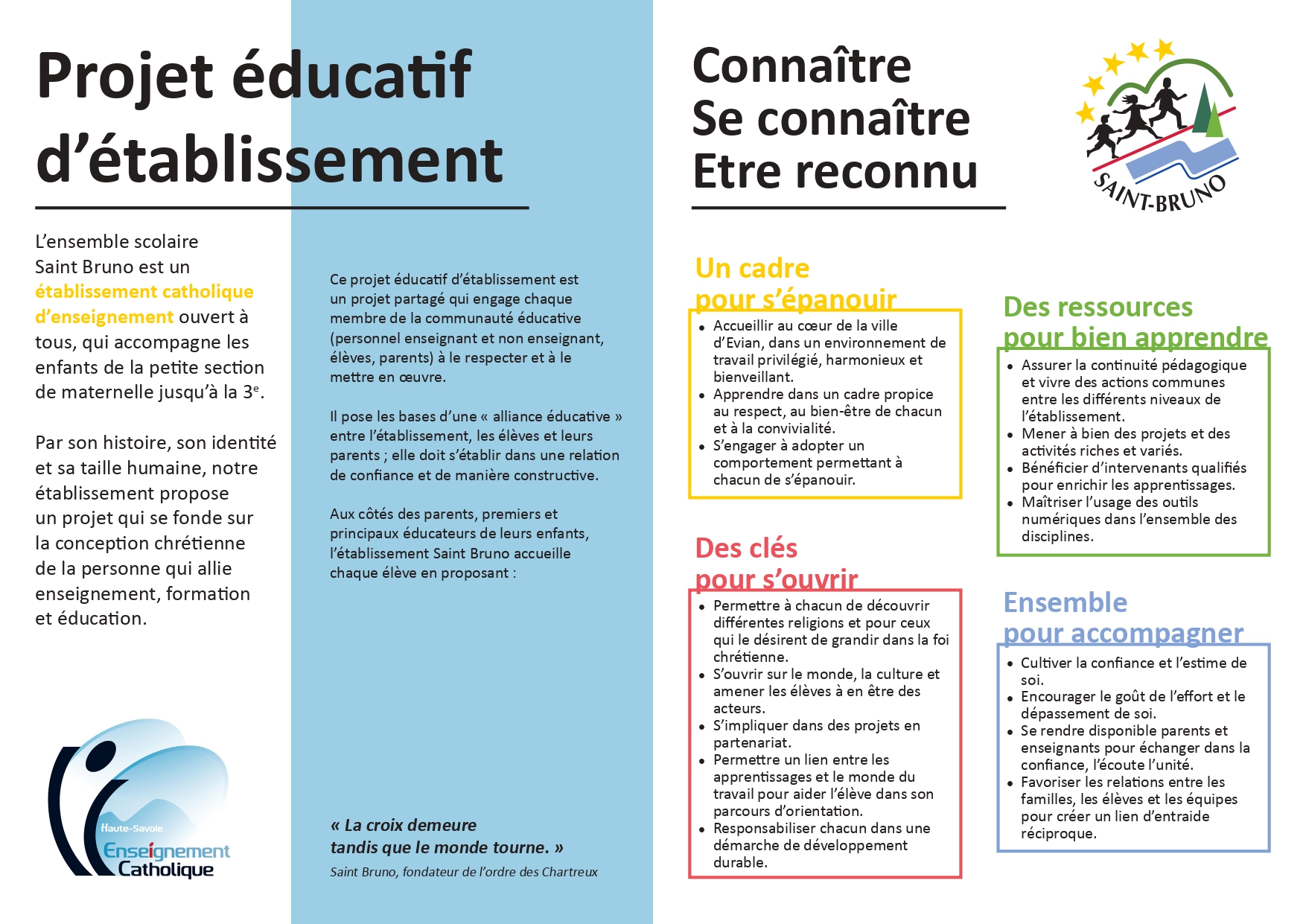 Projet d établissement École et Collège Saint Bruno Evian